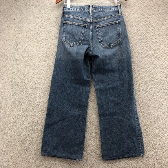 Agolde Clara Wide Leg Jeans Womens 24 00 Blue Denim Organic Cotton Mid Rise - Picture 7 of 7